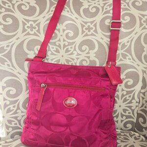 Coach Getaway Signature Nylon File Crossbody Bag – Bright Pink / Fuchsia